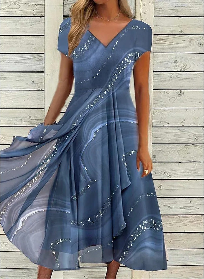 Romy Abstract Print Midi Dress