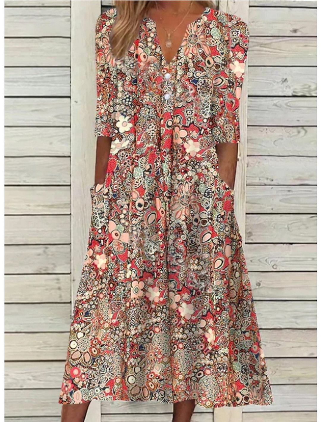 Women's Floral Print Dress | Elegant Comfortable Summer Outfit 0