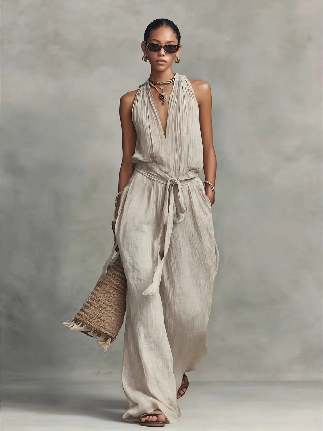 Women's Lightweight Breathable Jumpsuit | Relaxed Wide Leg Summer Outfit 0