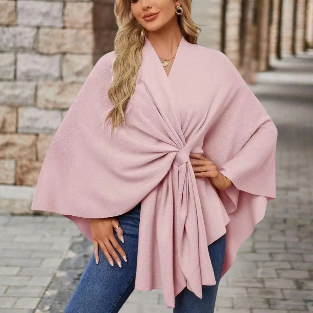 Women's Soft Fabric Poncho Blouse | Elegant Draped Design 0